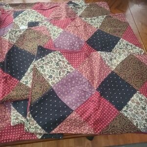 Lot Of 16 Patchwork Quilt Look Placemats Red Blue Gold Cream Solid Back Unused